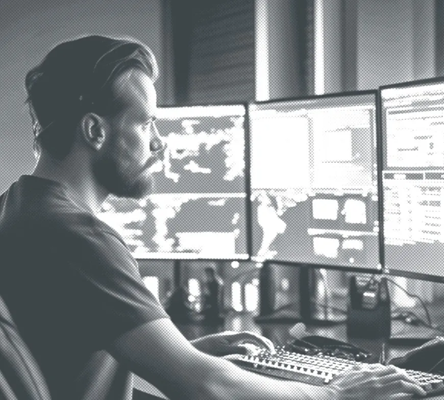 Operator monitoring deployed robotic systems from a control desk